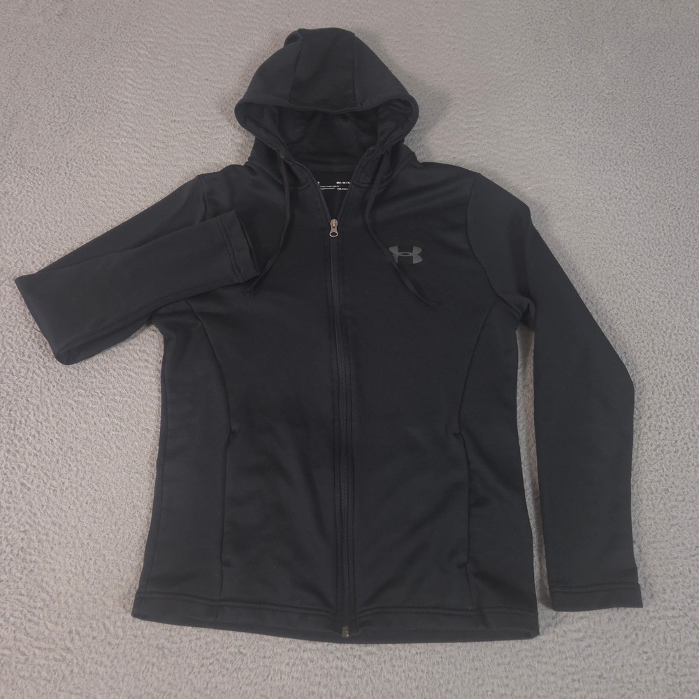 Under Armour Hoodie Mens Medium Black ColdGear Full Zip Athletic Tech Jacket